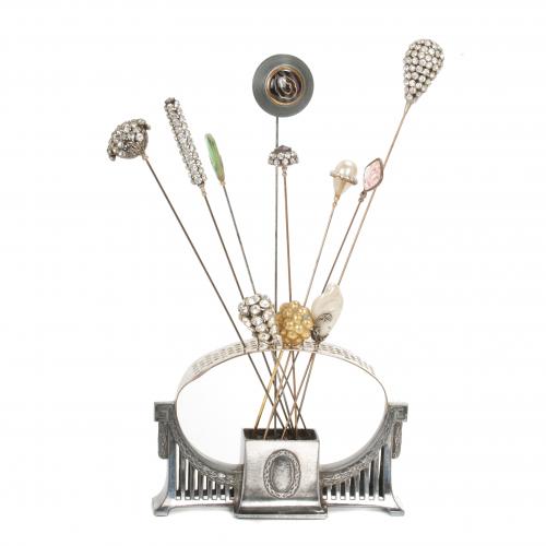 GERMAN HAT NEEDLES HOLDER BY WMF, EARLY 20TH CENTURY.