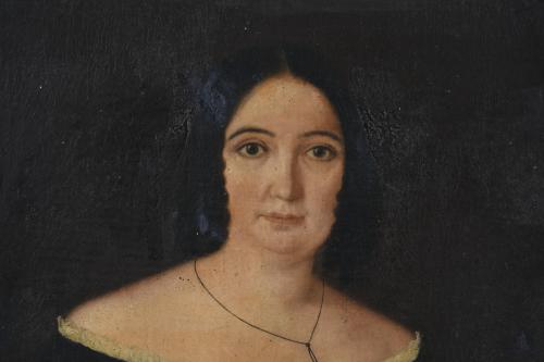 ESCUELA ESPAÑOLA, SIGLO XIX. "RETRATO DE UNA JOVEN". 