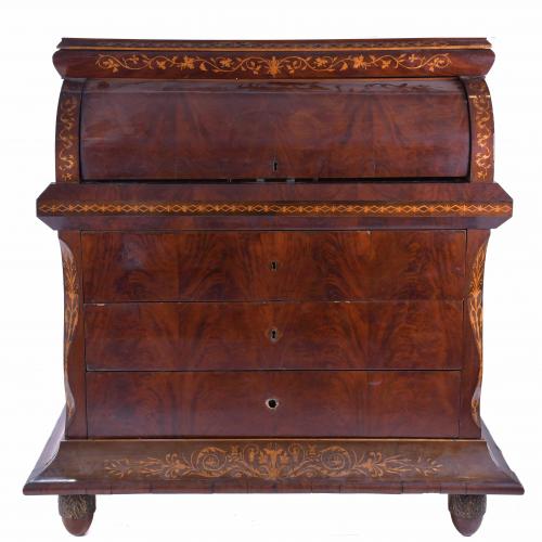 MARY CHRISTINE REGENCY CYLINDER BUREAU, CIRCA 1825-1830.