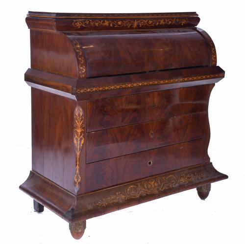 MARY CHRISTINE REGENCY CYLINDER BUREAU, CIRCA 1825-1830.