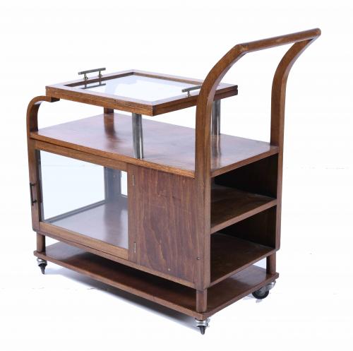 ART DECO STYLE SERVICE TROLLEY, SECOND HALF 20TH CENTURY.