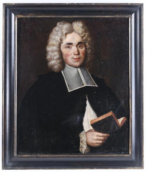 GERMAN OR DUTCH SCHOOL, LATE 17TH CENTURY-EARLY 18TH CENTURY.  "PORTRAIT OF A YOUNG MAN WITH A BOOK".