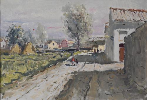 27925-JOAN DE PALAU (1919-1991). "VILLAGE STREET".