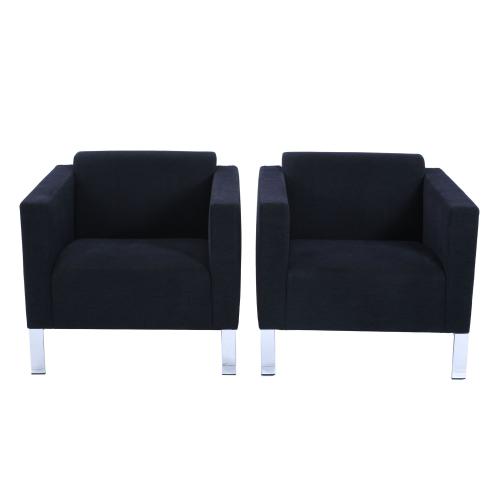 PAIR OF CUBE-SHAPED ARMCHAIRS, MID 20TH CENTURY.