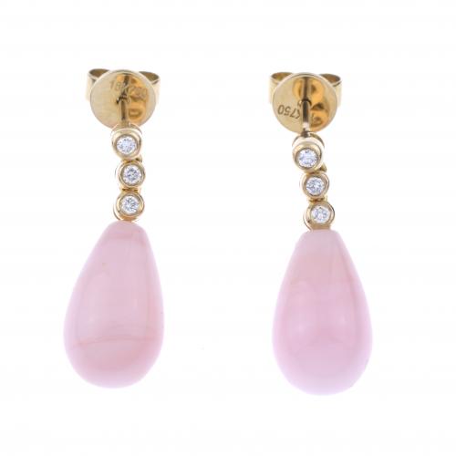 ROSE OPAL EARRINGS WITH DIAMONDS.