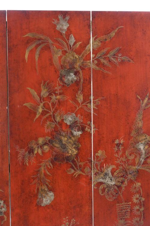 PIERRE LOTTIER STYLE FOUR-LEAF FOLDING SCREEN, 1960&#39;s.