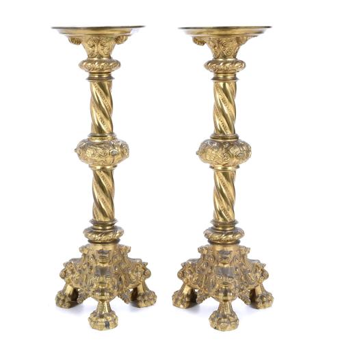 PAIR OF SPANISH CANDELABRA, LATE 19TH CENTURY.