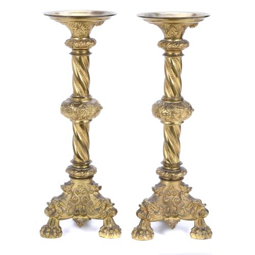 PAIR OF SPANISH CANDELABRA, LATE 19TH CENTURY.