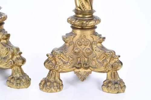 PAIR OF SPANISH CANDELABRA, LATE 19TH CENTURY.