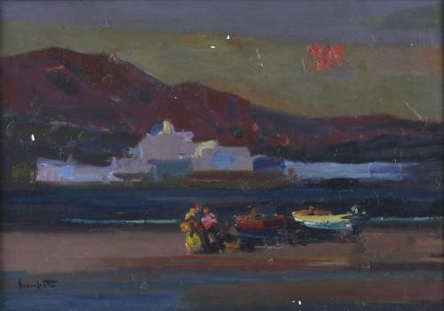 JOSEP SERRASANTA (1916-1998). "CADAQUÉS NOCTURNO". 