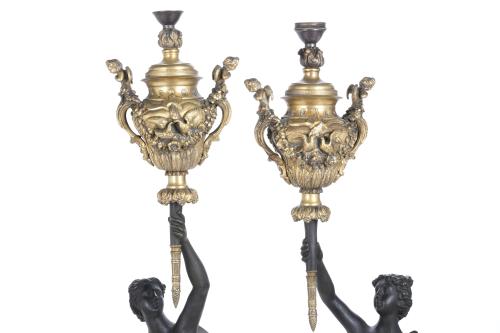 PAIR OF LARGE FRENCH TABLE CANDLESTICKS, 19TH CENTURY.