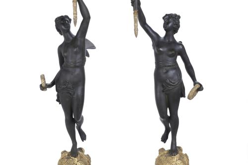 PAIR OF LARGE FRENCH TABLE CANDLESTICKS, 19TH CENTURY.