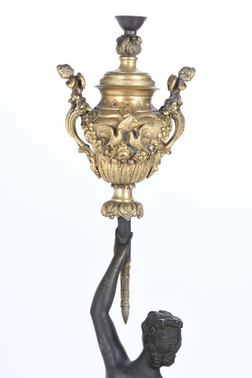 PAIR OF LARGE FRENCH TABLE CANDLESTICKS, 19TH CENTURY.