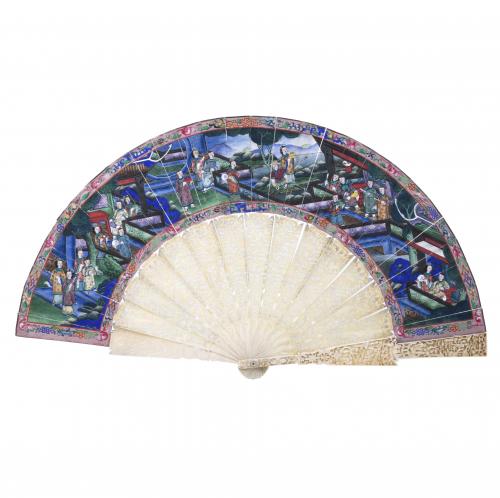 CHINESE "THOUSAND FACES" FAN, SECOND HALF 19TH CENTURY.