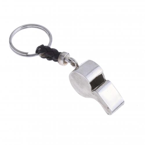 SILVER WHISTLE KEYRING.