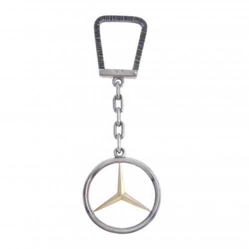 MERCEDES KEYRING IN SILVER AND GILDED SILVER.