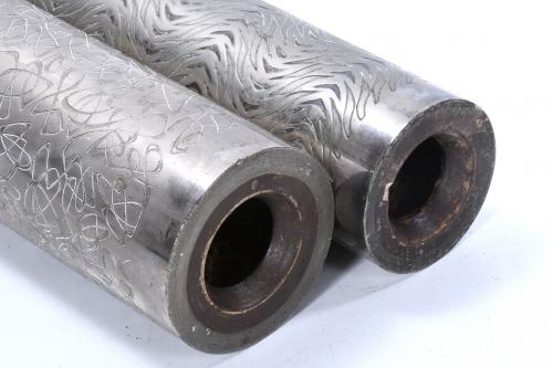 TWO ROLLERS OR CYLINDERS FOR TEXTILE PRINTING, 20TH CENTURY