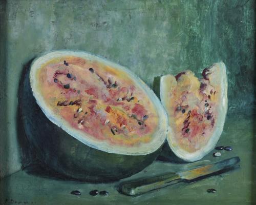 FRANCESCO DOMINGO SEGURA (1893-1974). "WATERMELON STILL LIFE".