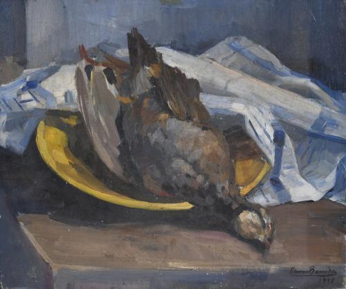 RAMON BARNADAS (1909/15-1981). "STILL LIFE WITH PARTRIDGE", 1948.