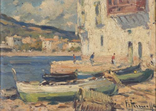 JOAQUIM TERRUELLA MATILLA (1891-1957). "PUEBLO DE LA COSTA BRAVA".