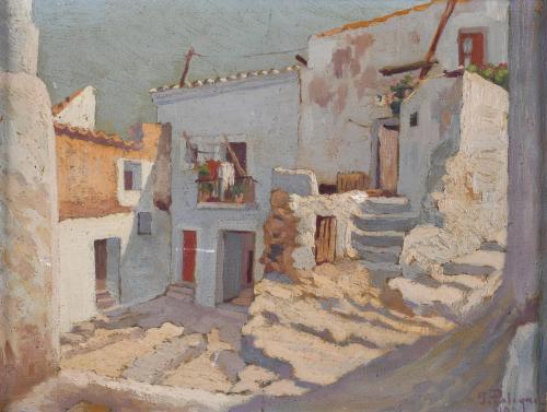 JOSEP PELEGRÍ FERRER  (20TH C.). "PAIR OF SEASIDE VILLAGES"