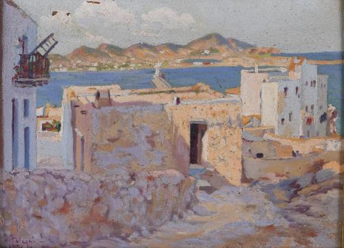 JOSEP PELEGRÍ FERRER (XX). "PAREJA DE PUEBLOS COSTEROS", 19