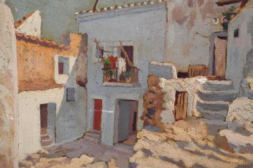 JOSEP PELEGRÍ FERRER  (20TH C.). "PAIR OF SEASIDE VILLAGES"