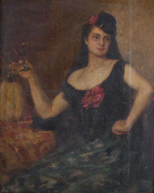 ESCUELA ESPAÑOLA, SIGLO XX. "RETRATO FEMENINO".