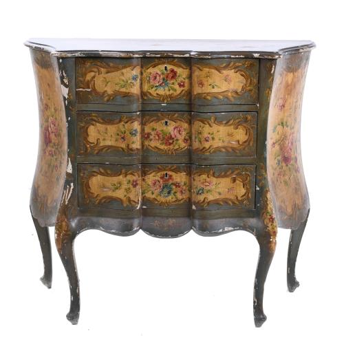 FRENCH LOUIS XV STYLE CHEST OF DRAWERS, AFTER VENETIAN MODELS, MID 20TH CENTURY.