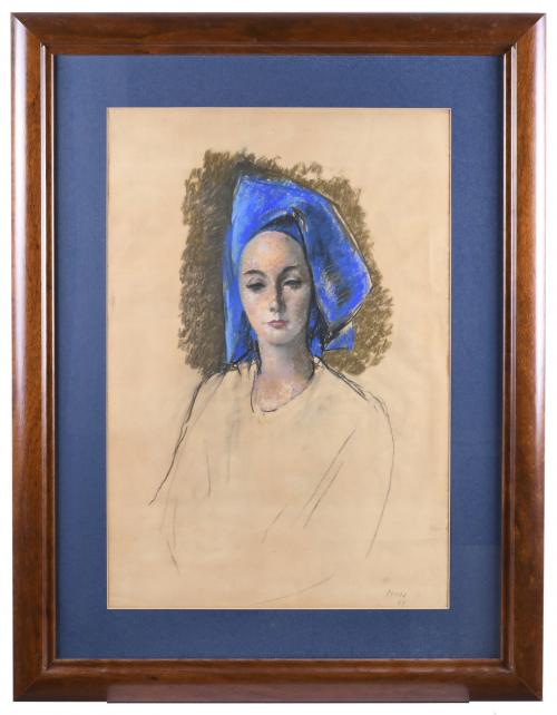 PERE PRUNA OCERANS (1904-1977). "MUJER CON TURBANTE AZUL", 