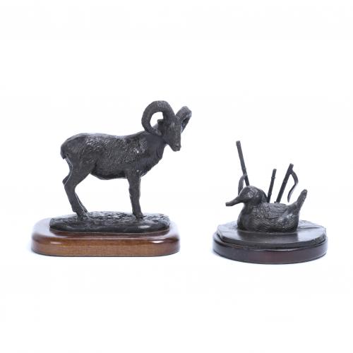 J. MUÑOZ. (20TH CENTURY). "WILD GOAT" and "DUCK".