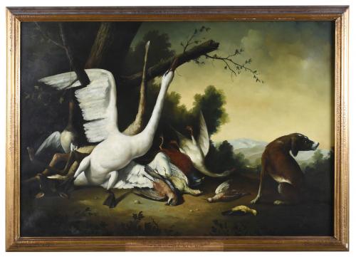 20TH CENTURY SPANISH SCHOOL. "HUNTING STILL LIFE".