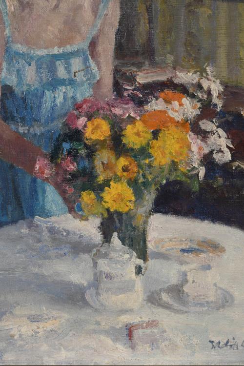 ÀNGEL BADIA CAMPS (1929-2019). "WOMAN WITH A FLOWERS VASE".