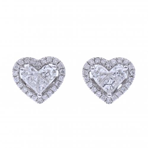 PENDIENTES CORAZÓN EN ORO BLANCO Y DIAMANTES.