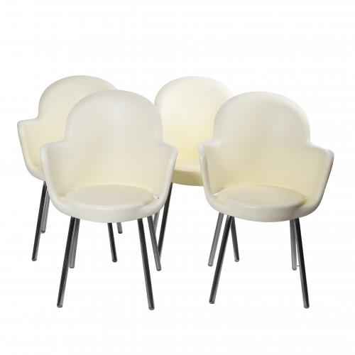 MARCELLO ZILIANI (1963). SET OF FOUR ITALIAN "GOGÓ" ARMCHAIRS.