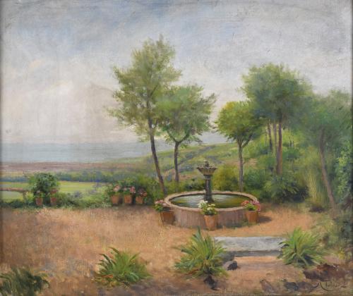 AURELI TOLOSA I ALSINA (1861-1938) "JARDÍN CON FUENTE".