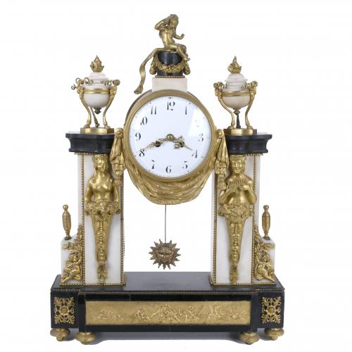 LARGE FRENCH PORTICO TABLE CLOCK, LOUIS XVI STYLE, FIRST QUARTER OF THE 19TH CENTURY.