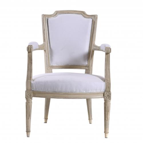 FRENCH CHAIR WITH ARMRESTS, LOUIS XVI STYLE, MID 20TH CENTURY.