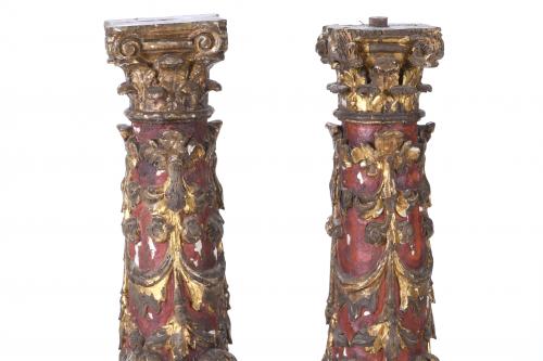 PAIR OF SPANISH COLUMNS, 18TH CENTURY.