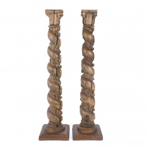 PAIR OF SPANISH SOLOMONIC COLUMNS, 18TH CENTURY.