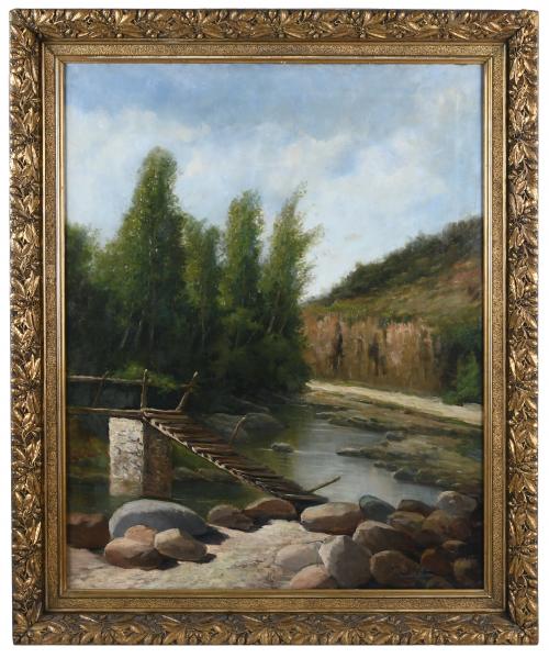 ANTONI ROS I GUELL (1873-1954) "RIVER LANDSCAPE".