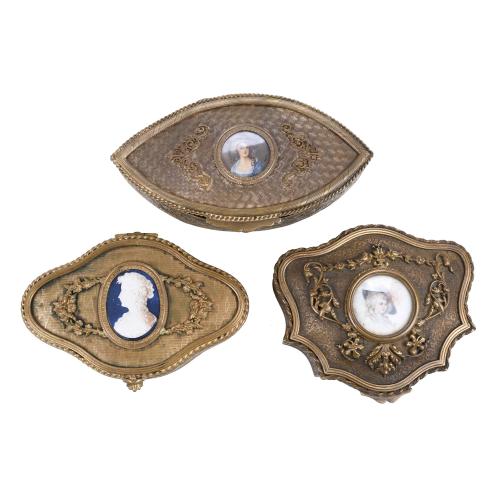 THREE FRENCH JEWELLERY BOXES, LATE 19TH CENTURY.