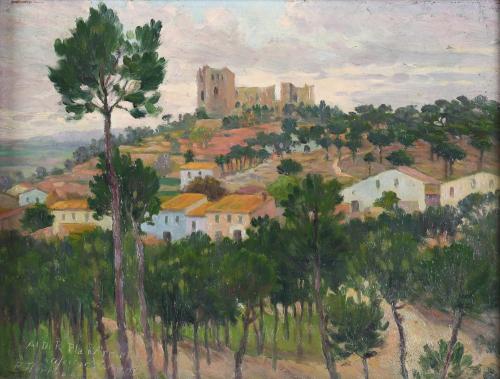 PRUDENCI BERTRANA (1867-1941). "VISTA DE UN PUEBLO".