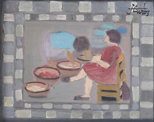 JORDI CURÓS (1930-2017). "DOMESTIC SCENE" AND "PORTRAIT OF