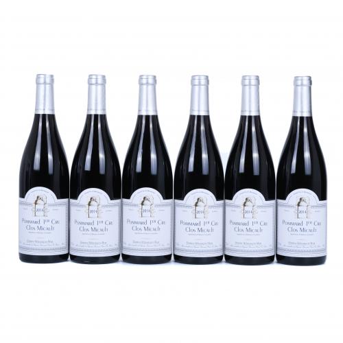 SIX BOTTLES OF FRENCH WINE "POMMARD 1ER CRU CLOS MICAULT", 2014.