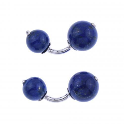 LAPIS LAZULI AND DIAMONDS CUFFLINKS.