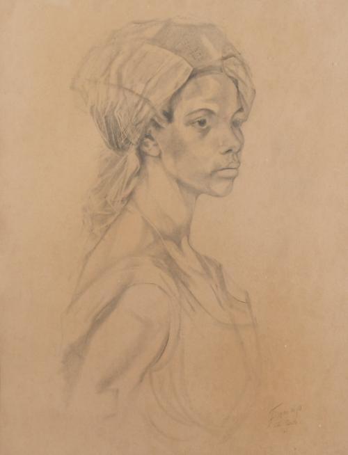 FRANCISCO DOMINGO SEGURA (1893-1974). "GIRL WITH A TURBAN" (São Paulo, 1963). 