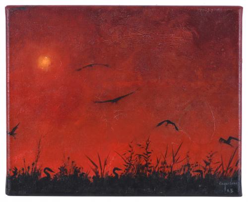 JOSÉ ENGUIDANOS (20TH C.). "LANDSCAPE IN RED", 2005.