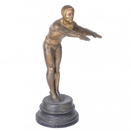 ART DECO-STYLE SCULPTURE, 20TH CENTURY "SWIMMER".