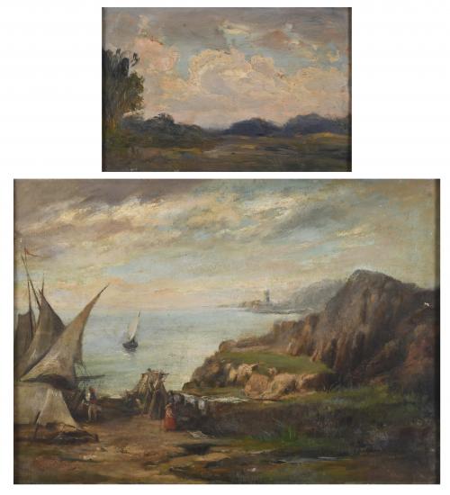 CATALAN SCHOOL, SECOND HALF 19TH CENTURY-EARLY 20TH CENTURY. "SEASCAPE" AND "LANDSCAPE".